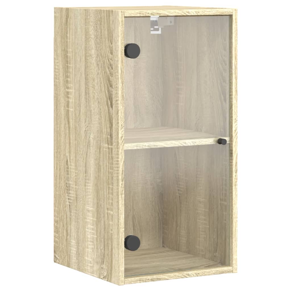 Ντουλάπι Τοίχου Sonoma Δρυς 35x37x68,5 εκ. με Γυάλινες Πόρτες