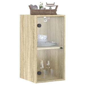 Ντουλάπι Τοίχου Sonoma Δρυς 35x37x68,5 εκ. με Γυάλινες Πόρτες