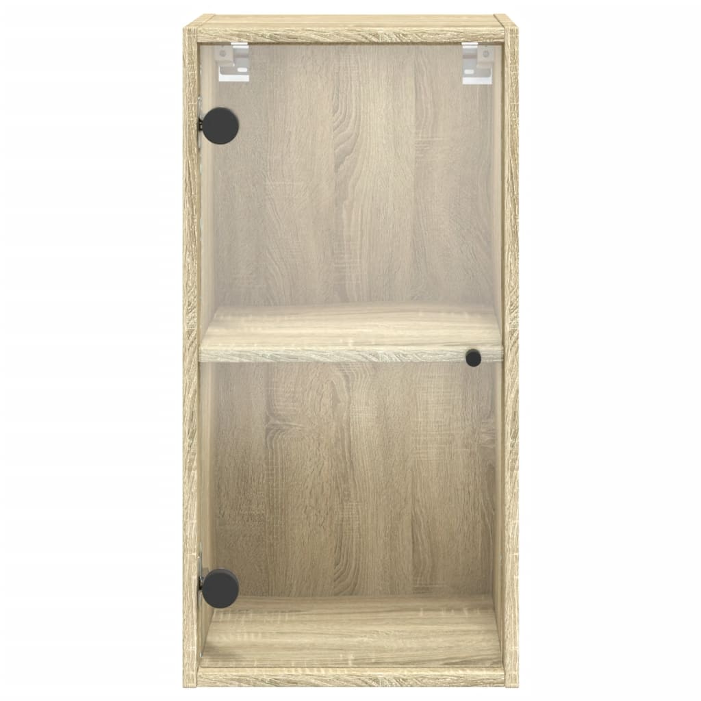 Ντουλάπι Τοίχου Sonoma Δρυς 35x37x68,5 εκ. με Γυάλινες Πόρτες