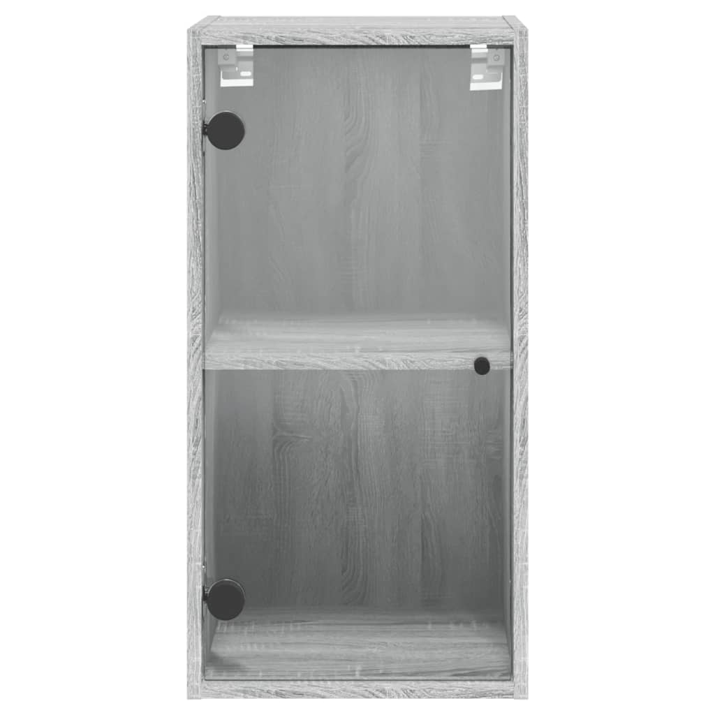 Ντουλάπι Τοίχου Sonoma Γκρι 35x37x68,5 εκ. με Γυάλινες Πόρτες