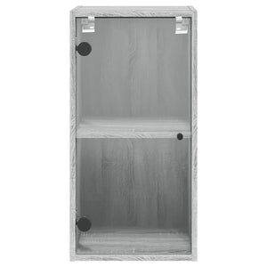 Ντουλάπι Τοίχου Sonoma Γκρι 35x37x68,5 εκ. με Γυάλινες Πόρτες
