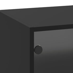 Ντουλάπι Τοίχου Μαύρο 35x37x100 εκ. με Γυάλινες Πόρτες