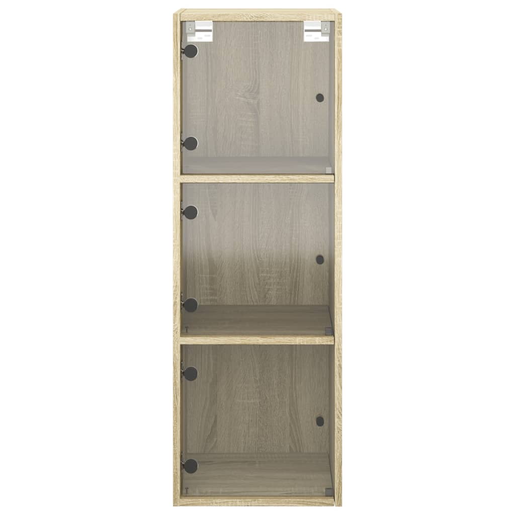 Ντουλάπι Τοίχου Sonoma Δρυς 35x37x100 εκ. με Γυάλινες Πόρτες - Pakobazaar