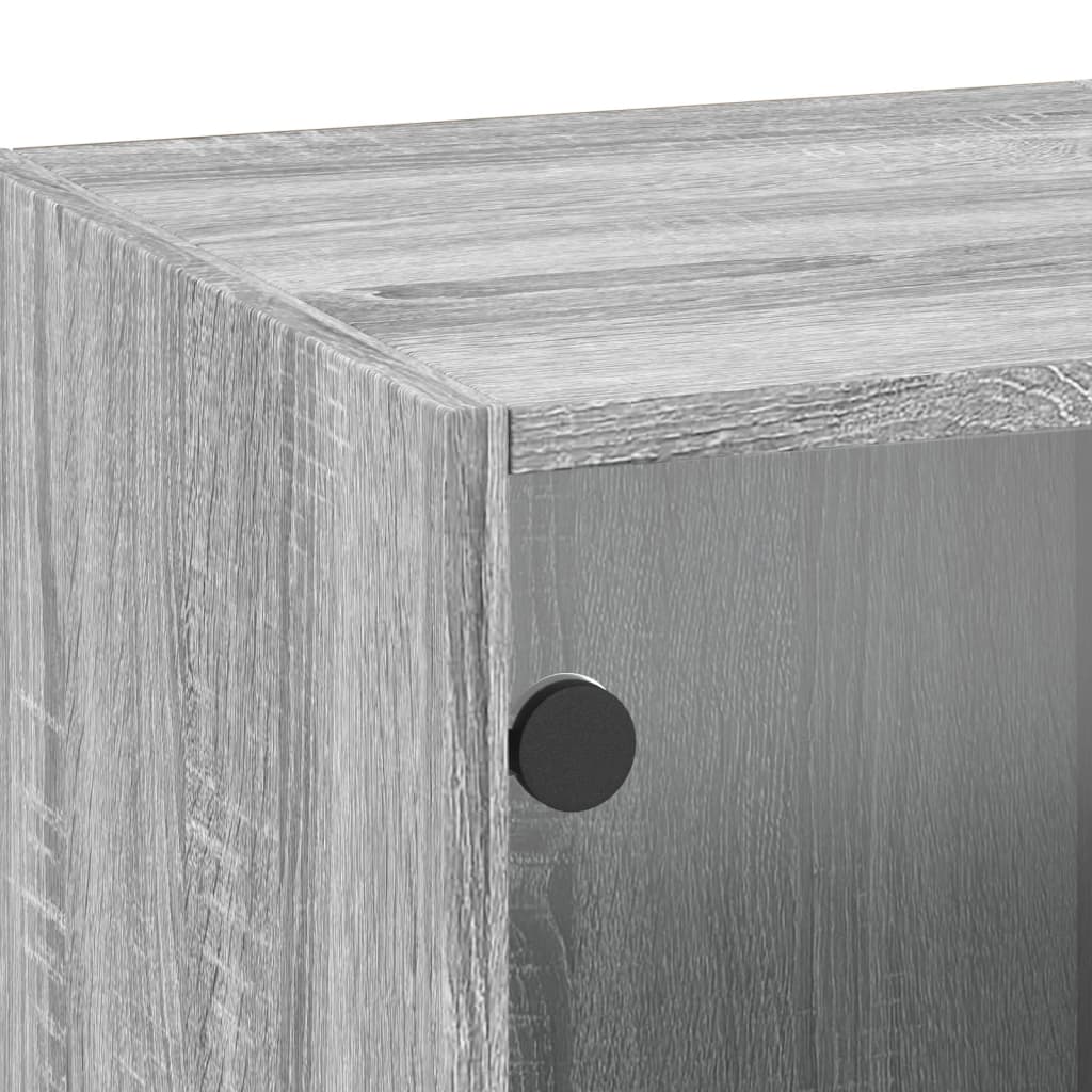 Ντουλάπι Τοίχου Sonoma Γκρι 35x37x100 εκ. με Γυάλινες Πόρτες