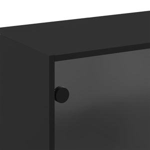 Ντουλάπι Τοίχου Μαύρο 68x37x68,5 εκ. με Γυάλινες Πόρτες - Pakobazaar