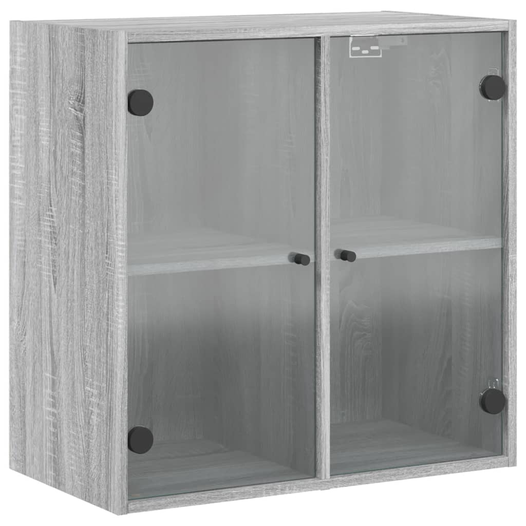 Ντουλάπι Τοίχου Sonoma Γκρι 68x37x68,5 εκ. με Γυάλινες Πόρτες - Pakobazaar