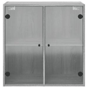 Ντουλάπι Τοίχου Sonoma Γκρι 68x37x68,5 εκ. με Γυάλινες Πόρτες - Pakobazaar