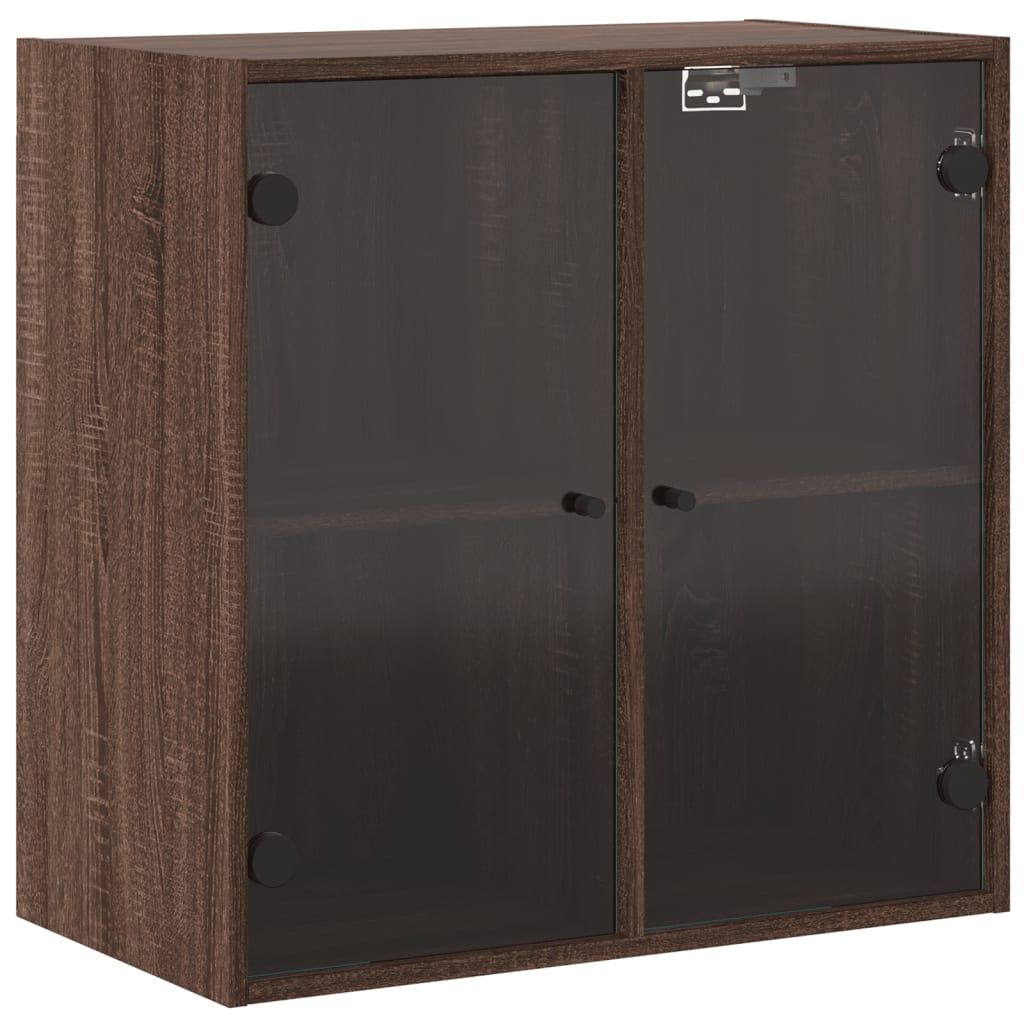 Ντουλάπι Τοίχου Καφέ Δρυς 68x37x68,5 εκ. Γυάλινες Πόρτες