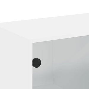 Κομοδίνα 2 τεμ. Λευκά 68,5x37x35 εκ. με Γυάλινες Πόρτες - Pakobazaar