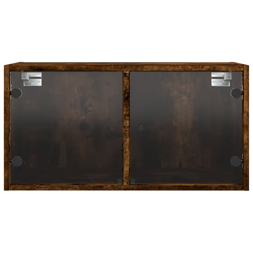 Κομοδίνα 2 τεμ. Καπνιστή Δρυς 68,5x37x35 εκ. με Γυάλινες Πόρτες