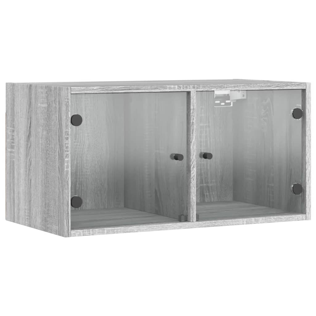Ντουλάπι Τοίχου Γκρι Sonoma 68,5x37x35 εκ. με Γυάλινες Πόρτες