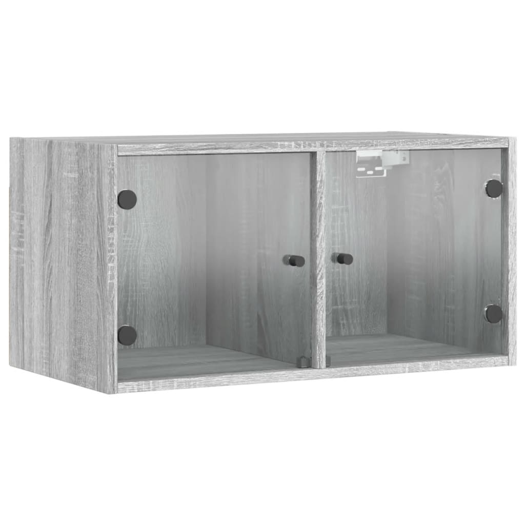 Κομοδίνα 2 τεμ. Γκρι Sonoma 68,5x37x35 εκ. με Γυάλινες Πόρτες