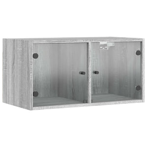 Κομοδίνα 2 τεμ. Γκρι Sonoma 68,5x37x35 εκ. με Γυάλινες Πόρτες