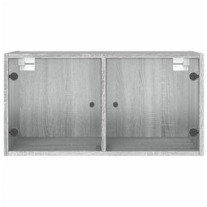 Κομοδίνα 2 τεμ. Γκρι Sonoma 68,5x37x35 εκ. με Γυάλινες Πόρτες