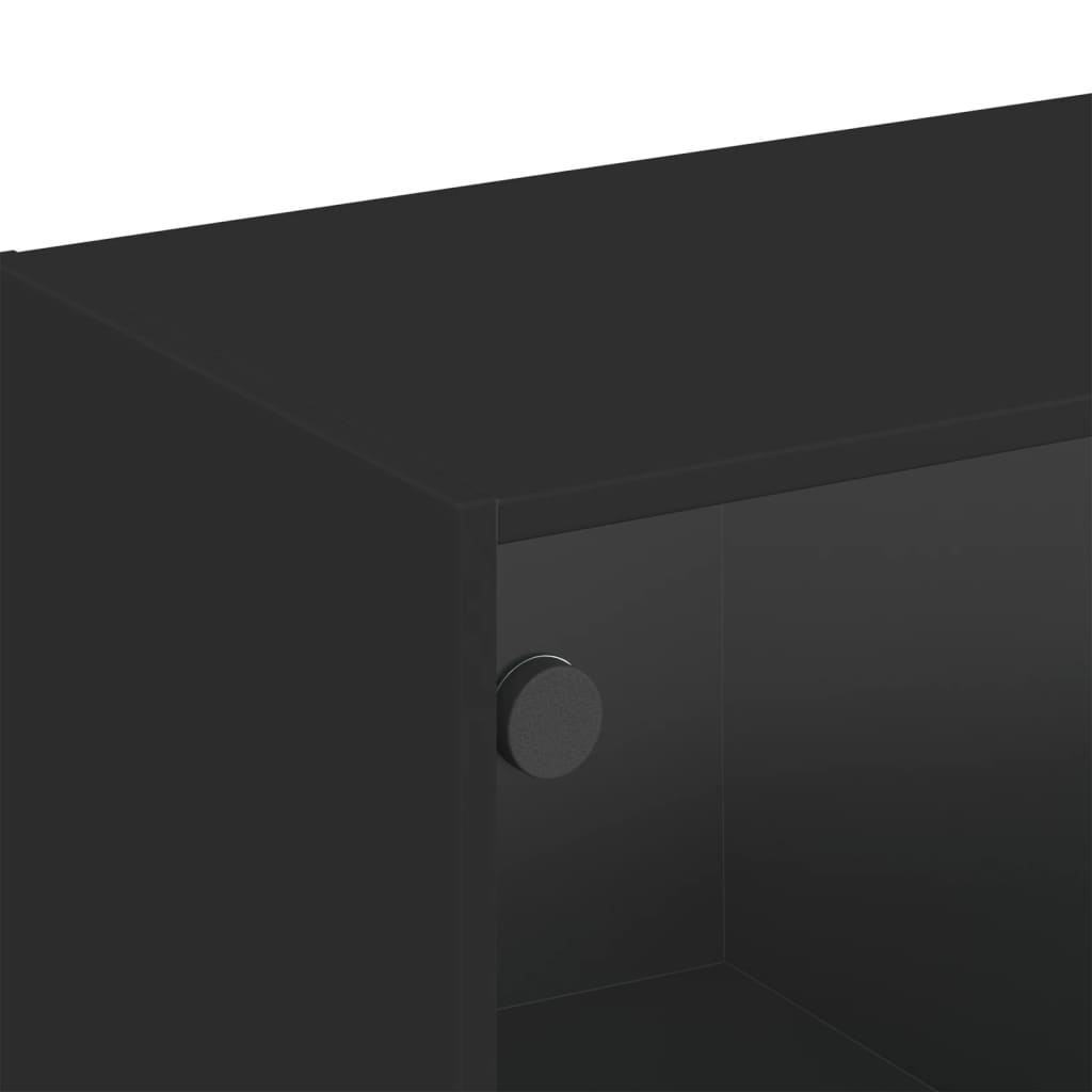 Ντουλάπι Τοίχου Μαύρο 102x37x35 εκ. με Γυάλινες Πόρτες