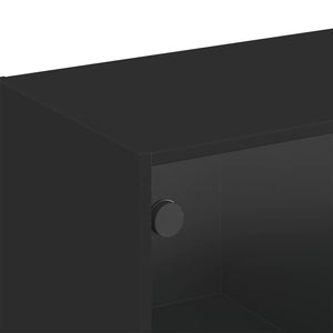 Ντουλάπι Τοίχου Μαύρο 102x37x35 εκ. με Γυάλινες Πόρτες