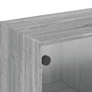 Ντουλάπι Τοίχου Γκρι Sonoma 102x37x35 εκ. με Γυάλινες Πόρτες - Pakobazaar