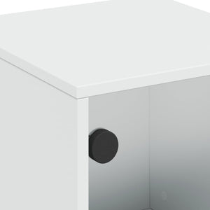 Κομοδίνα 2 τεμ. Λευκά 35x37x50 εκ. με Γυάλινες Πόρτες - Pakobazaar