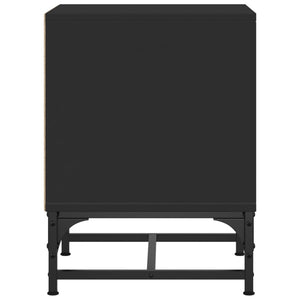 Κομοδίνο Μαύρο 35x37x50 εκ. με Γυάλινες Πόρτες