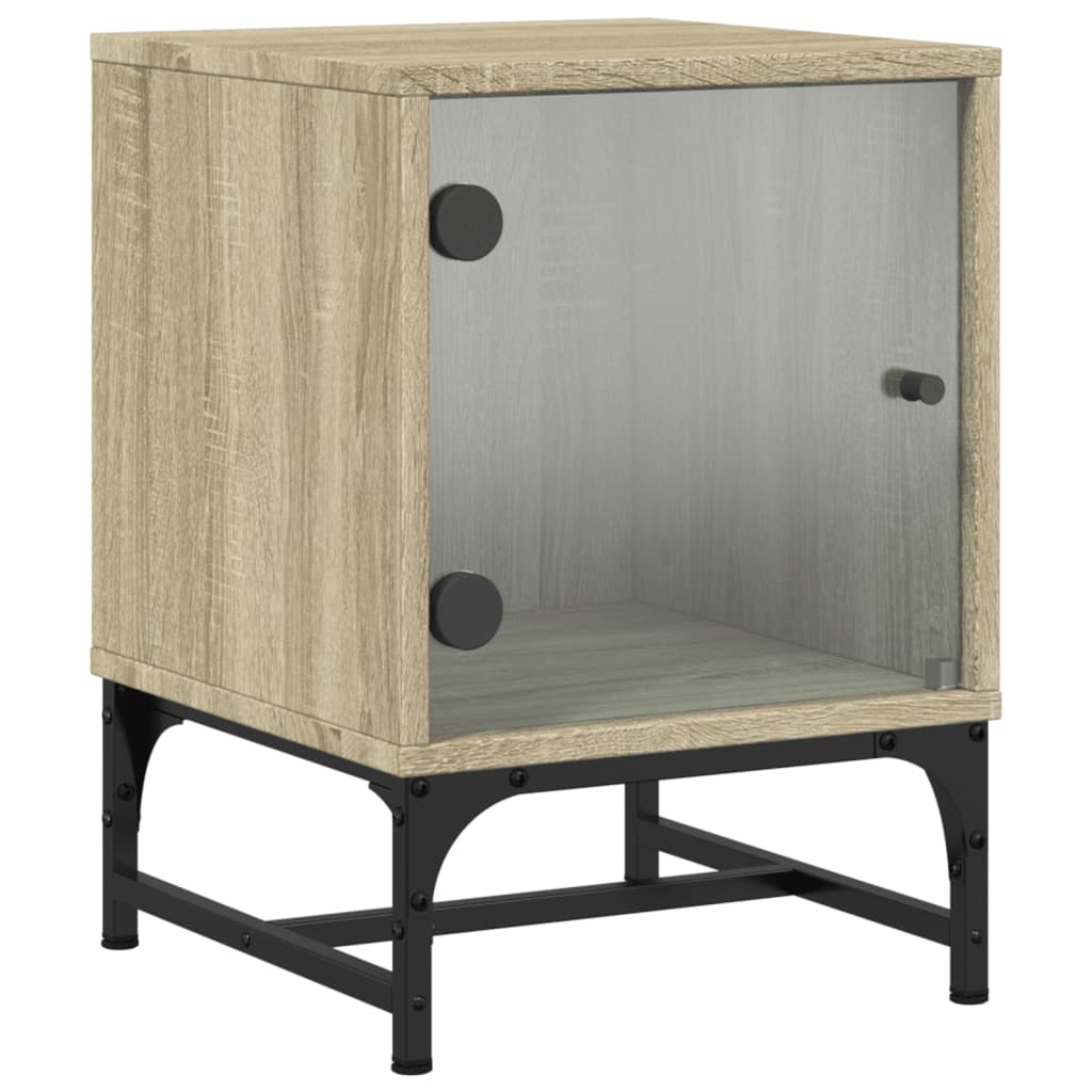 Κομοδίνο Sonoma Δρυς 35x37x50 εκ. με Γυάλινη Πόρτα