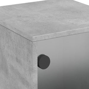 Κομοδίνο Γκρι Σκυροδέματος 35x37x50 εκ. με Γυάλινη Πόρτα