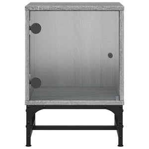 Κομοδίνο Γκρι Sonoma 35x37x50 εκ. με Γυάλινη Πόρτα
