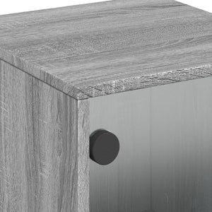 Κομοδίνα 2 τεμ. Γκρι Sonoma 35x37x50 εκ. με Γυάλινες Πόρτες