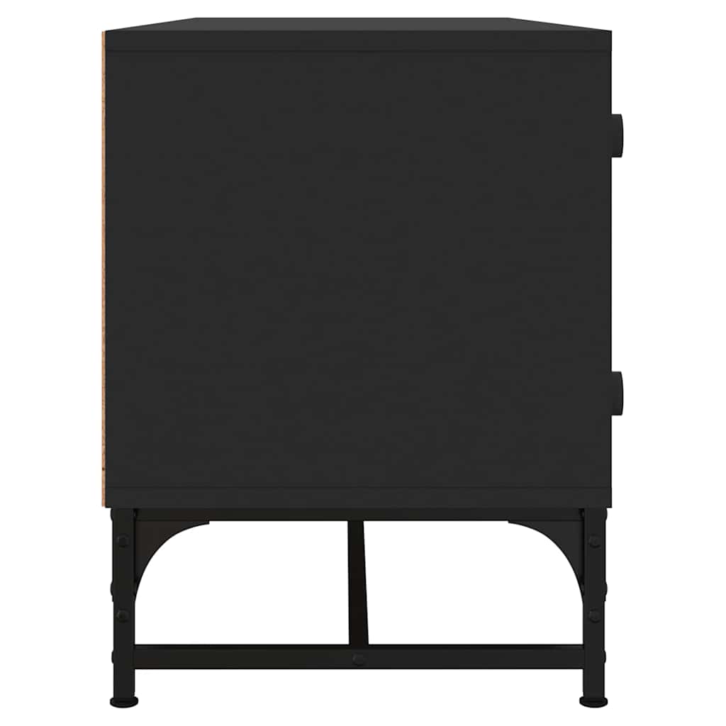 Έπιπλο Τηλεόρασης Μαύρο 102x37x50 εκ. με Γυάλινες Πόρτες