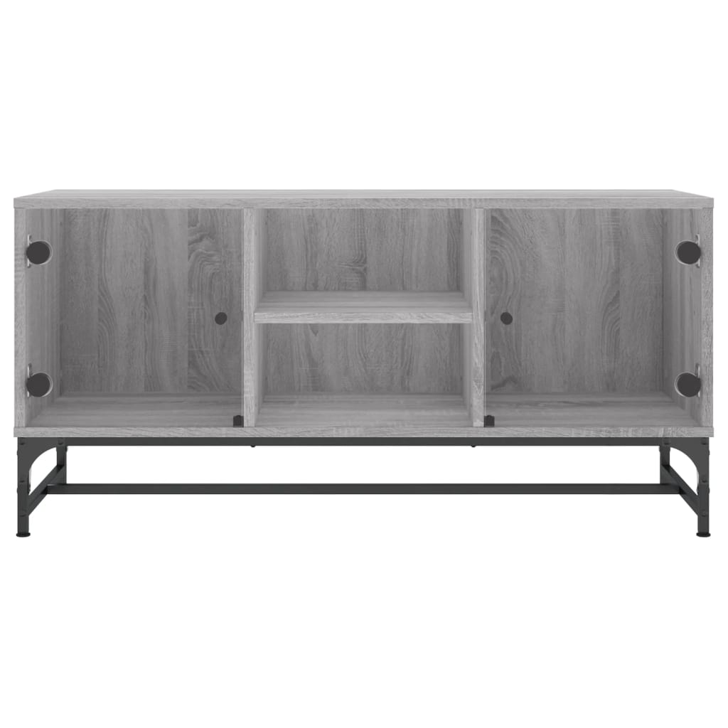 Έπιπλο Τηλεόρασης Sonoma Γκρι 102x37x50 εκ. με Γυάλινες Πόρτες - Pakobazaar