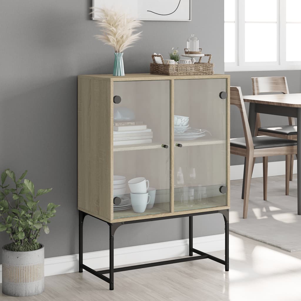 Βοηθητικό Ντουλάπι Sonoma Δρυς 69x37x100 εκ. με Γυάλινες Πόρτες