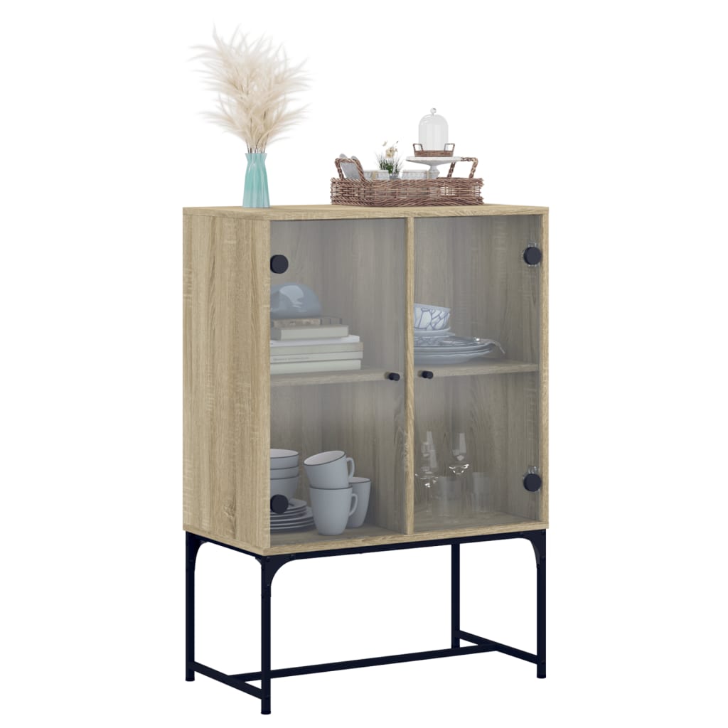 Βοηθητικό Ντουλάπι Sonoma Δρυς 69x37x100 εκ. με Γυάλινες Πόρτες