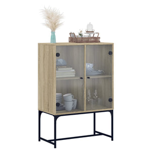 Βοηθητικό Ντουλάπι Sonoma Δρυς 69x37x100 εκ. με Γυάλινες Πόρτες