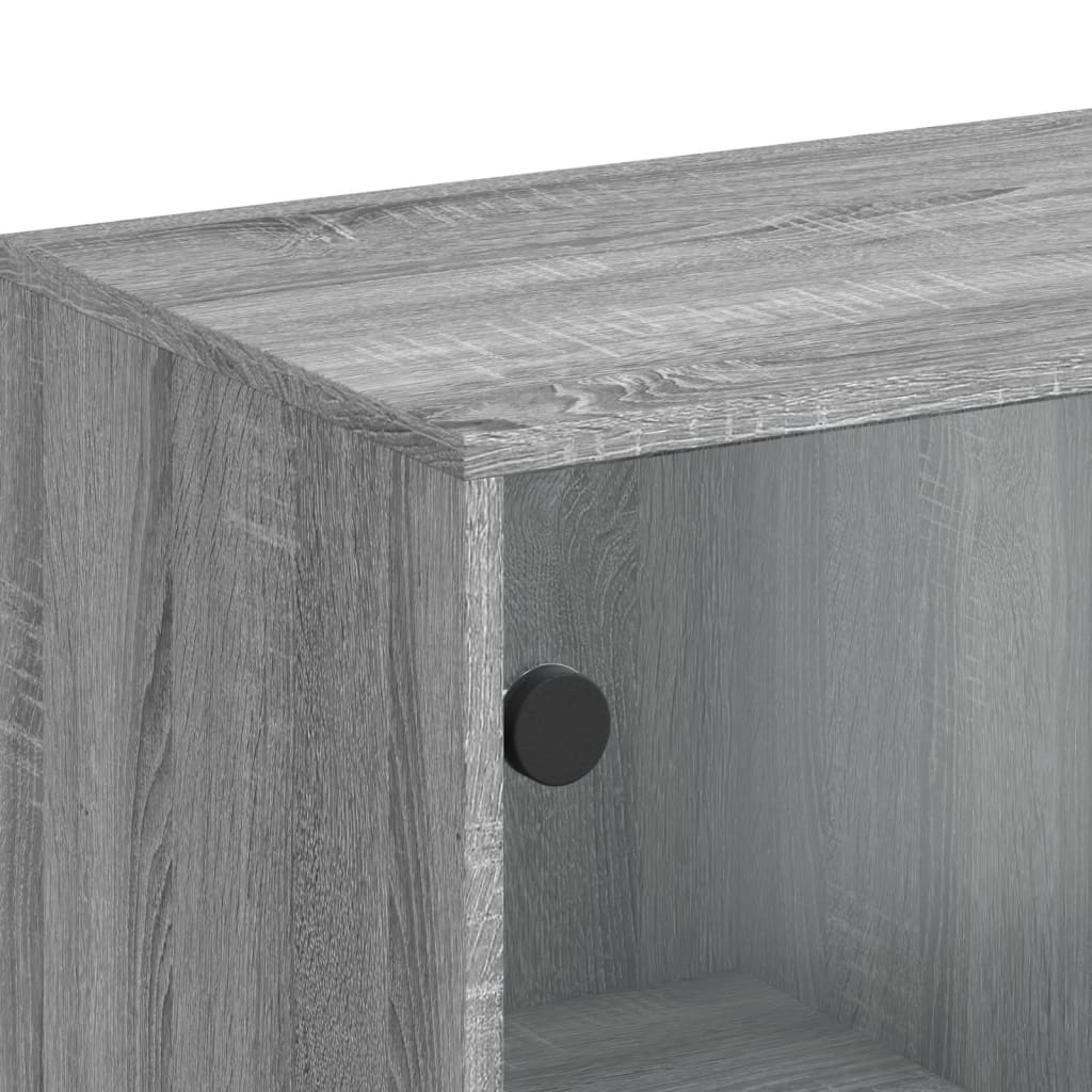 Βοηθητικό Ντουλάπι Sonoma Γκρι 69x37x100 εκ. με Γυάλινες Πόρτες