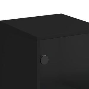 Βοηθητικό Ντουλάπι Μαύρο 35x37x100 εκ. με Γυάλινες Πόρτες