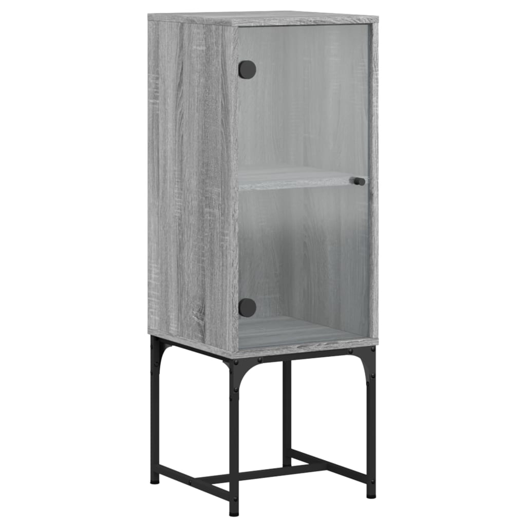 Βοηθητικό Ντουλάπι Sonoma Γκρι 35x37x100 εκ. με Γυάλινες Πόρτες - Pakobazaar