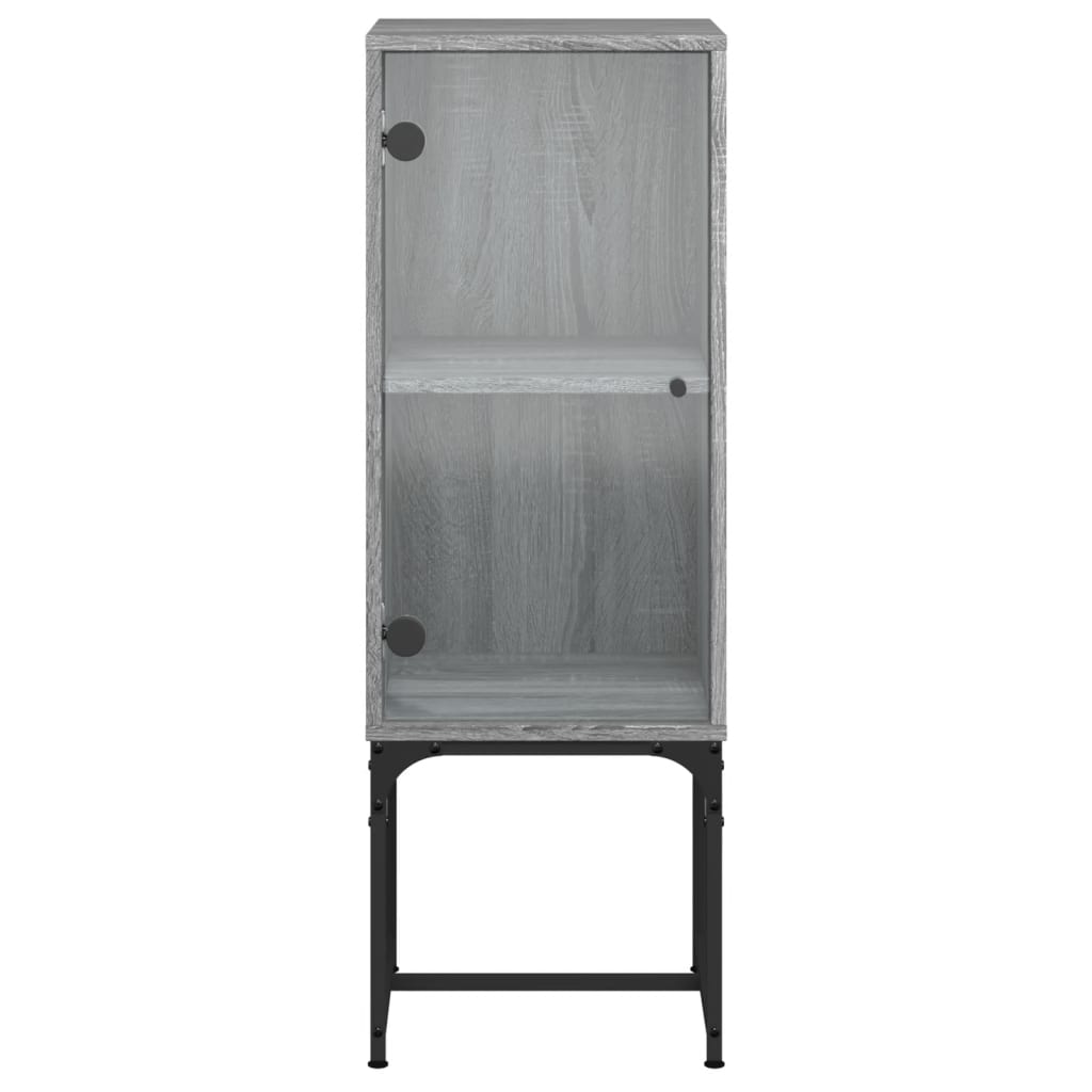 Βοηθητικό Ντουλάπι Sonoma Γκρι 35x37x100 εκ. με Γυάλινες Πόρτες - Pakobazaar