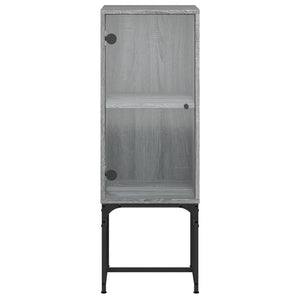 Βοηθητικό Ντουλάπι Sonoma Γκρι 35x37x100 εκ. με Γυάλινες Πόρτες - Pakobazaar