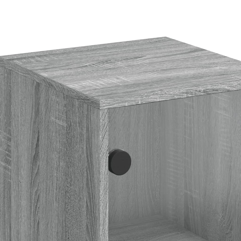 Βοηθητικό Ντουλάπι Sonoma Γκρι 35x37x100 εκ. με Γυάλινες Πόρτες - Pakobazaar