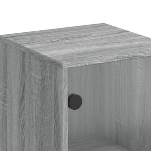 Βοηθητικό Ντουλάπι Sonoma Γκρι 35x37x100 εκ. με Γυάλινες Πόρτες - Pakobazaar
