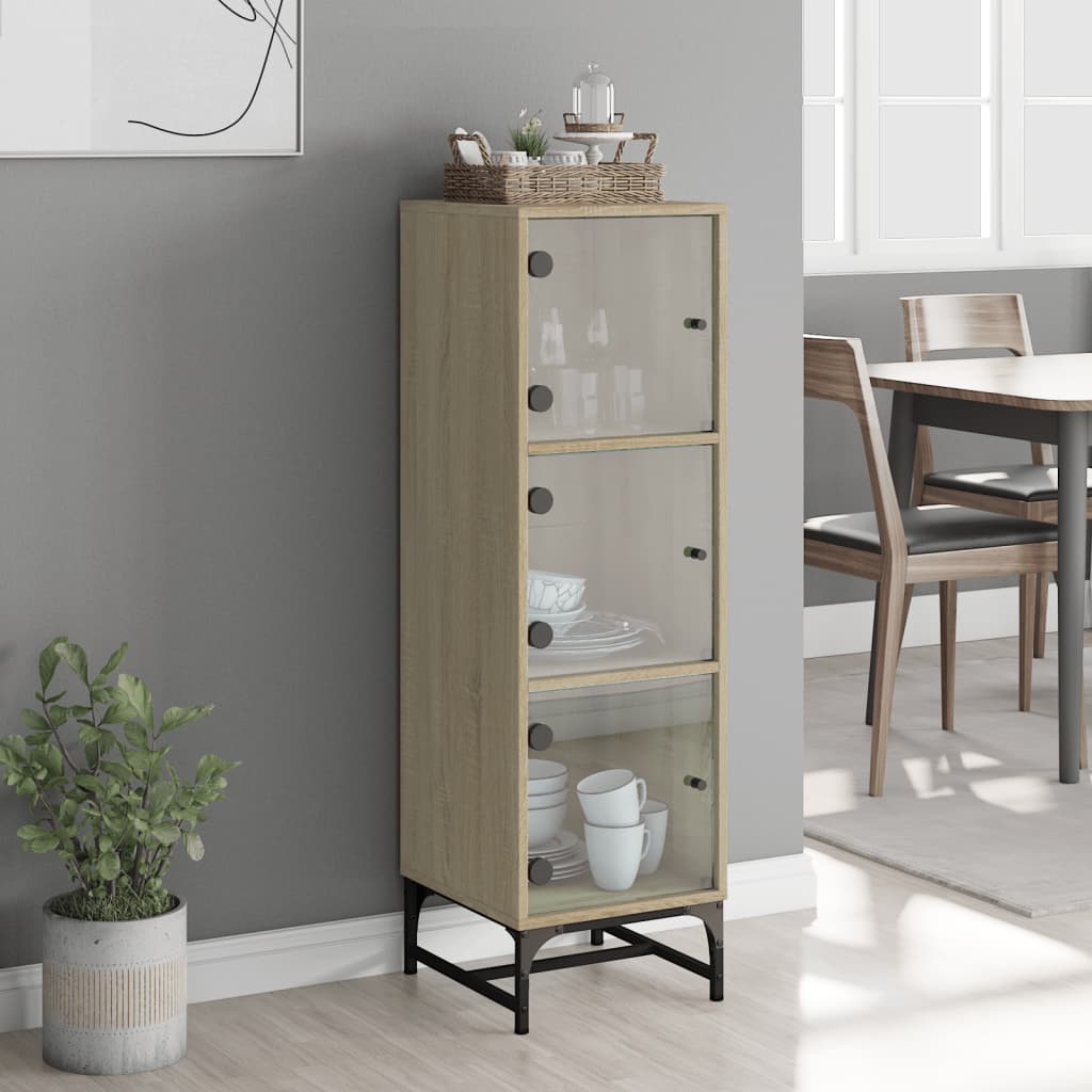 Ντουλάπι Sonoma Δρυς 35 x 37 x 120 εκ. με Γυάλινες Πόρτες - Pakobazaar