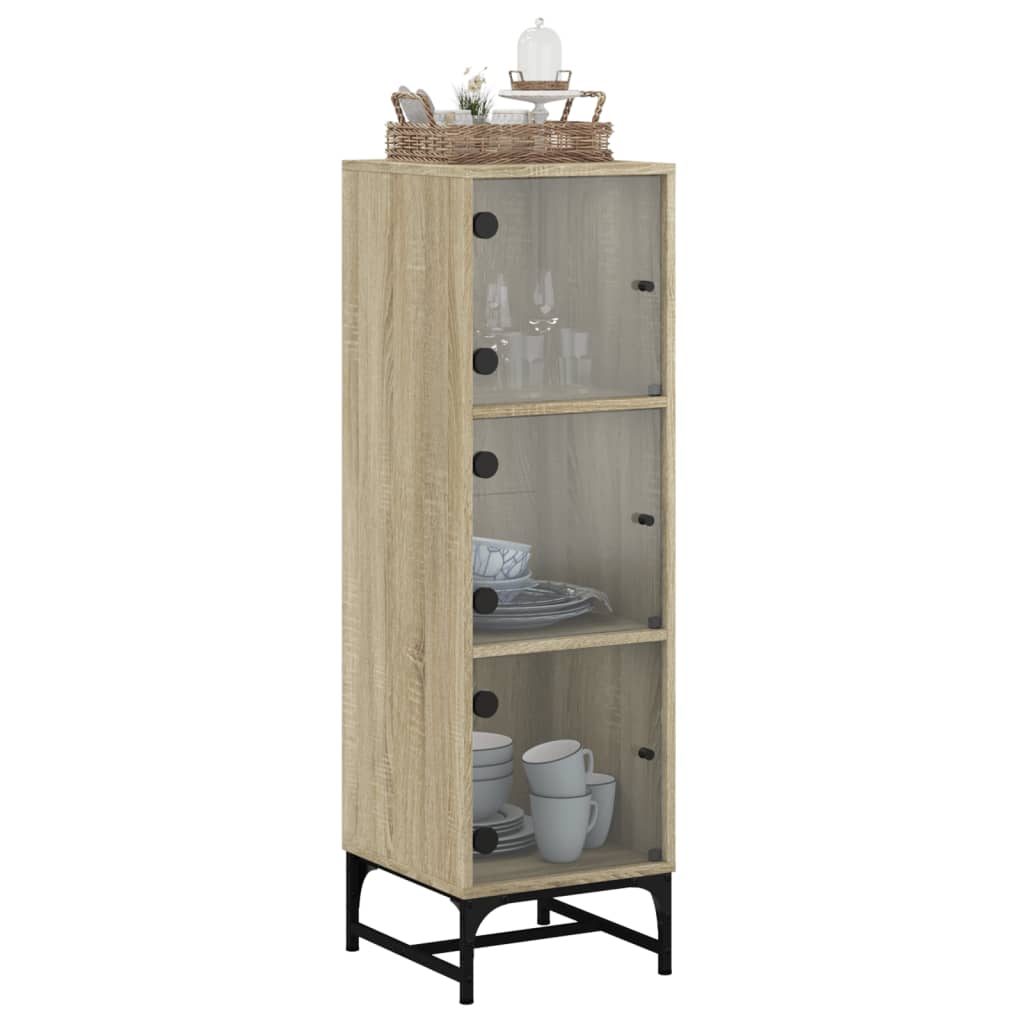Ντουλάπι Sonoma Δρυς 35 x 37 x 120 εκ. με Γυάλινες Πόρτες - Pakobazaar