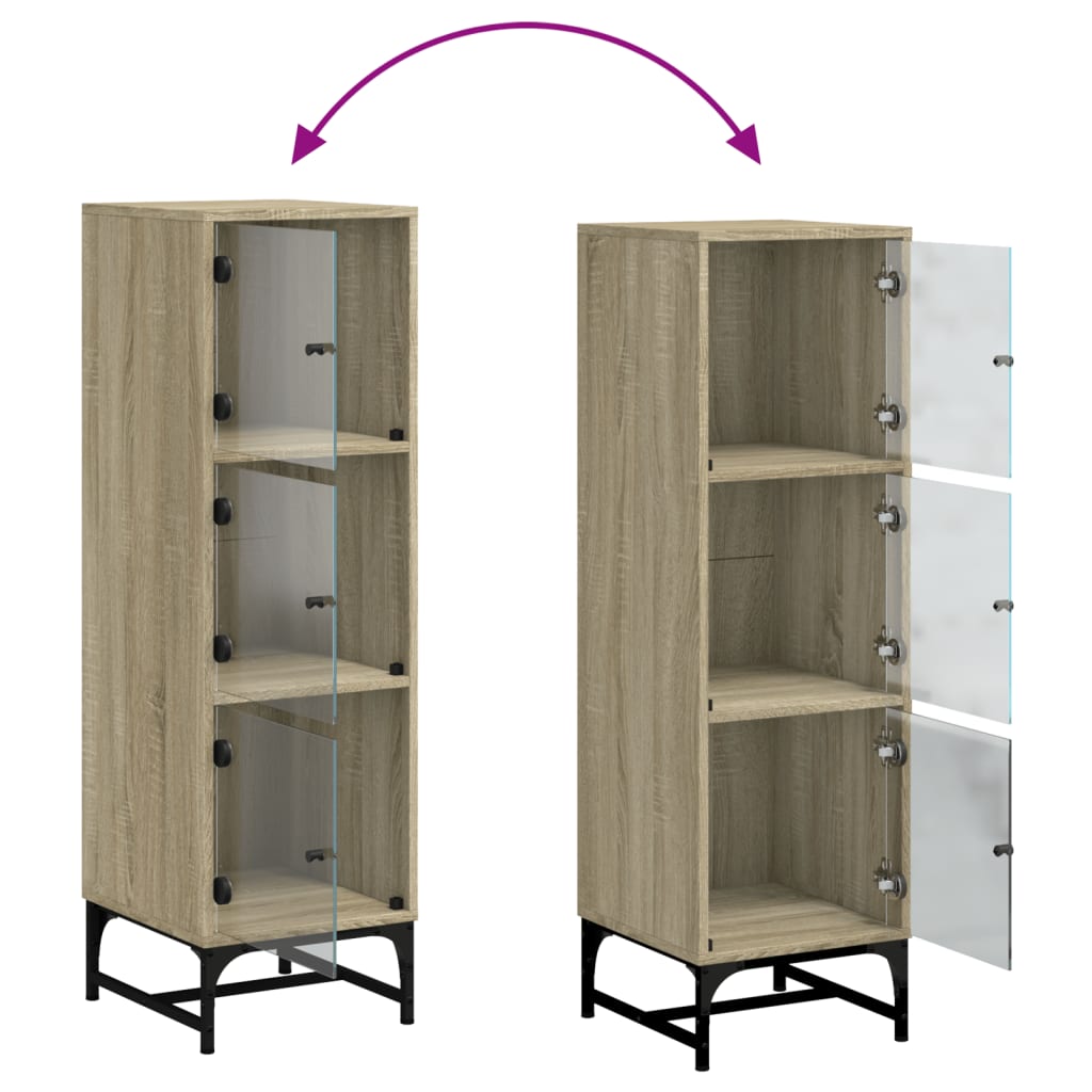 Ντουλάπι Sonoma Δρυς 35 x 37 x 120 εκ. με Γυάλινες Πόρτες - Pakobazaar
