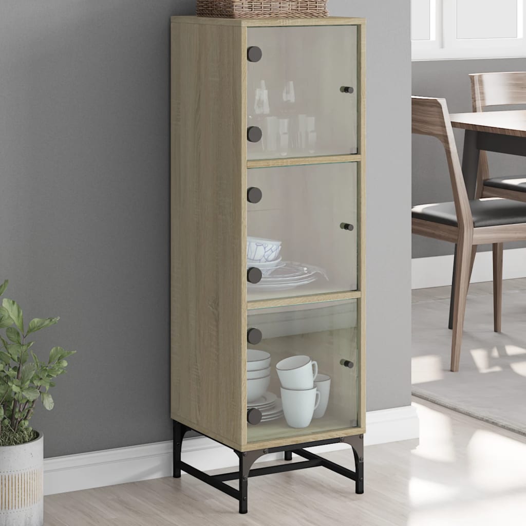 Ντουλάπι Sonoma Δρυς 35 x 37 x 120 εκ. με Γυάλινες Πόρτες - Pakobazaar