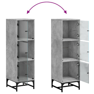 Ντουλάπι Γκρι Σκυροδέματος 35 x 37 x 120 εκ. με Γυάλινες Πόρτες - Pakobazaar