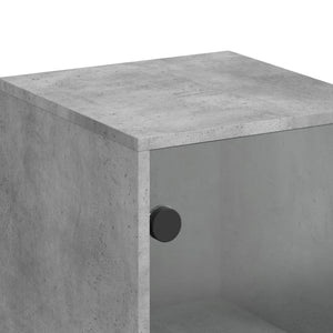 Ντουλάπι Γκρι Σκυροδέματος 35 x 37 x 120 εκ. με Γυάλινες Πόρτες - Pakobazaar