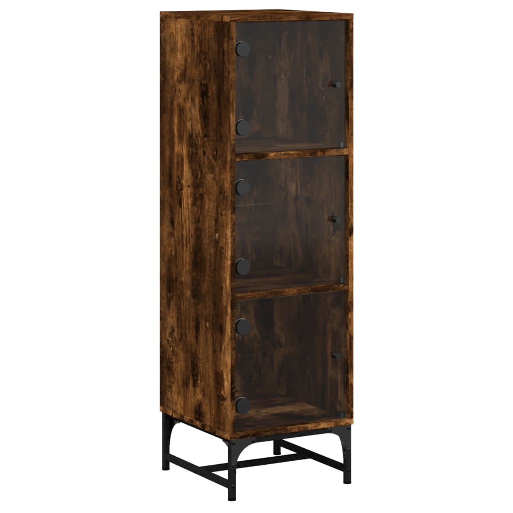 Ντουλάπι Καπνιστή Δρυς 35x37x120 εκ. με Γυάλινες Πόρτες