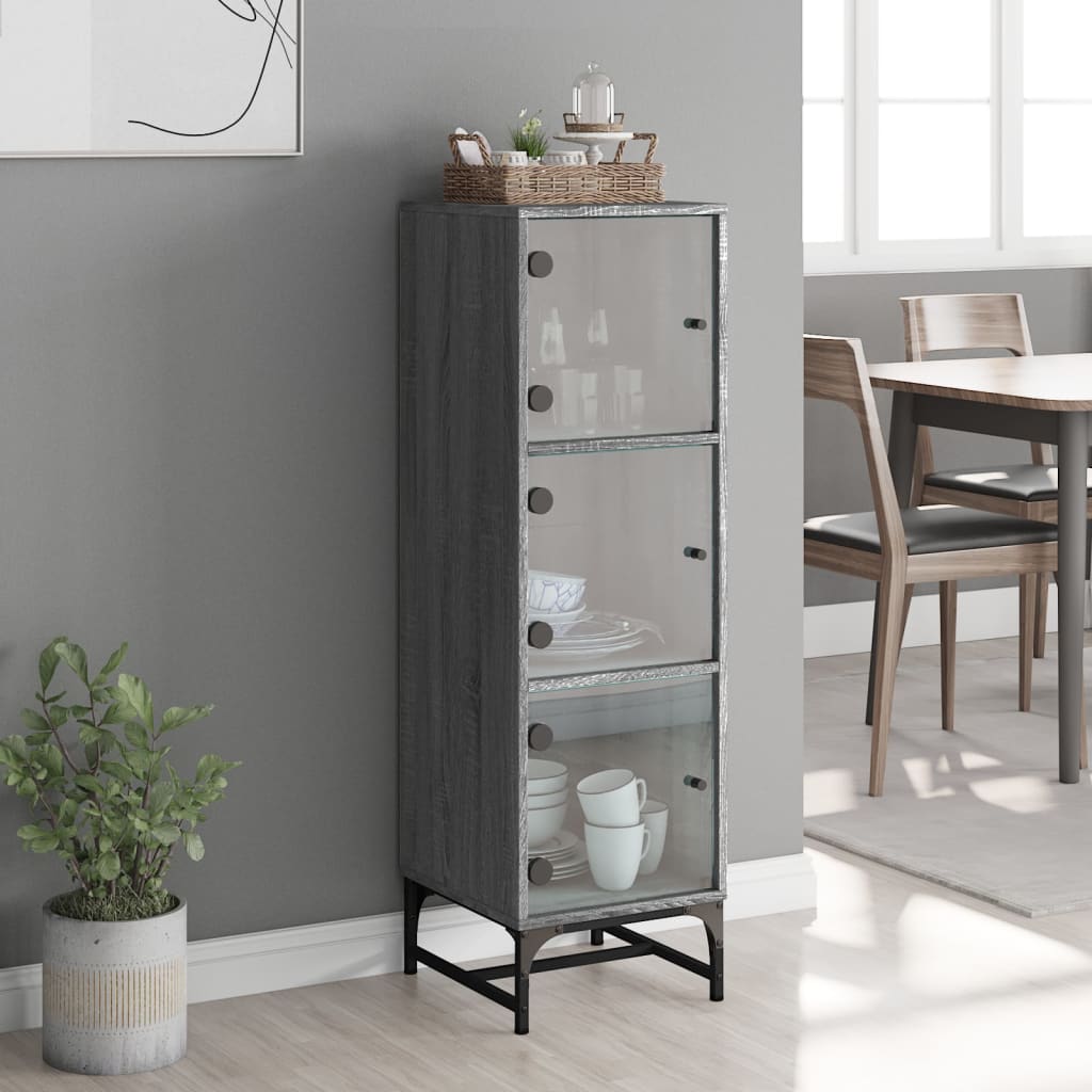 Ντουλάπι Γκρι Sonoma 35x37x120 εκ. με Γυάλινες Πόρτες