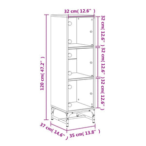 Ντουλάπι Γκρι Sonoma 35x37x120 εκ. με Γυάλινες Πόρτες - Pakobazaar