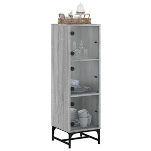 Ντουλάπι Γκρι Sonoma 35x37x120 εκ. με Γυάλινες Πόρτες - Pakobazaar