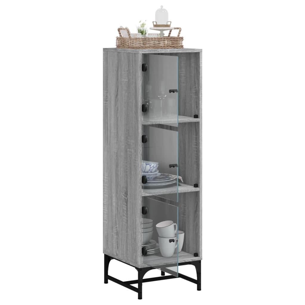 Ντουλάπι Γκρι Sonoma 35x37x120 εκ. με Γυάλινες Πόρτες